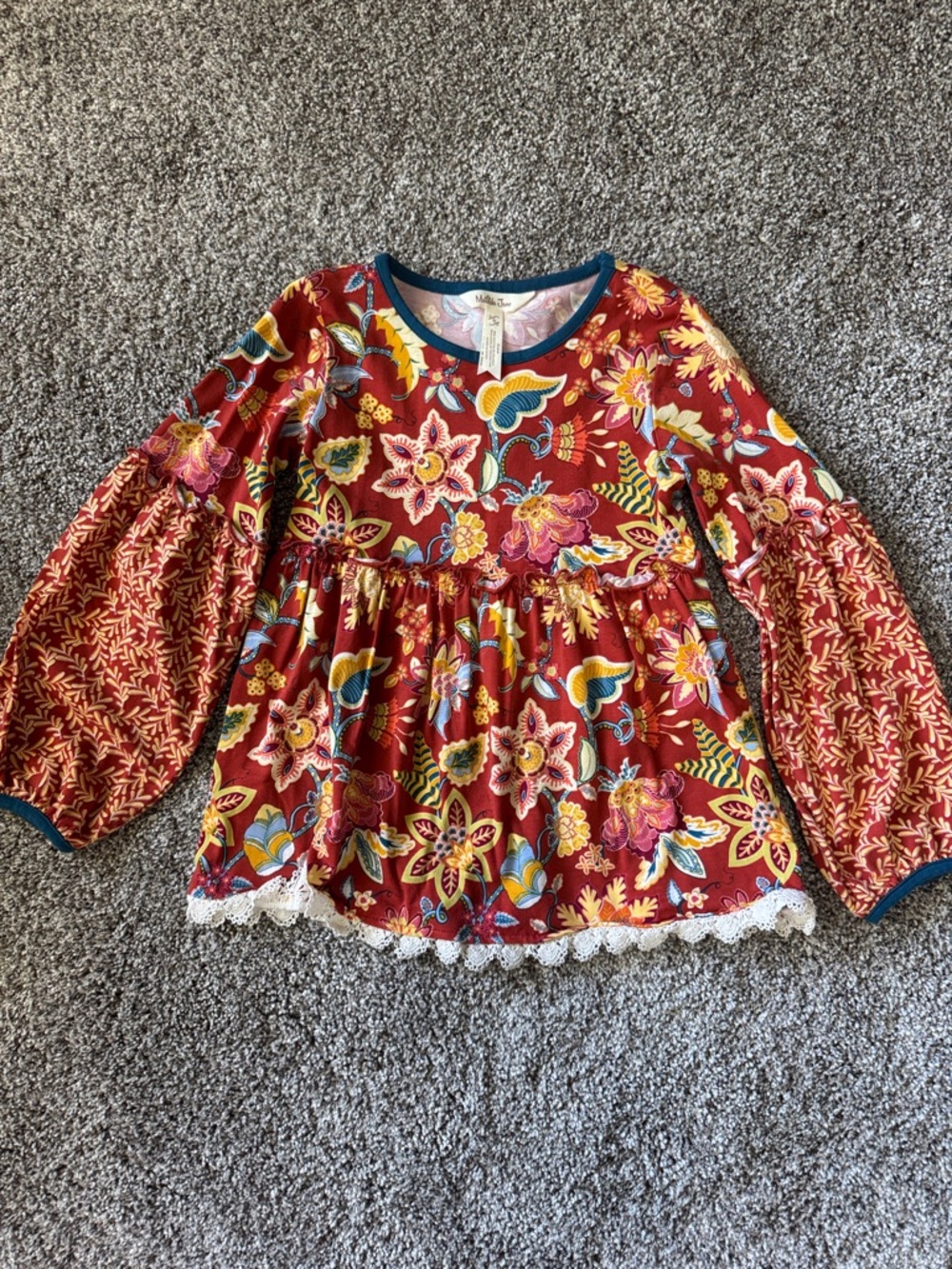 Matilda Jane Girls Floral Peasant Top - Red